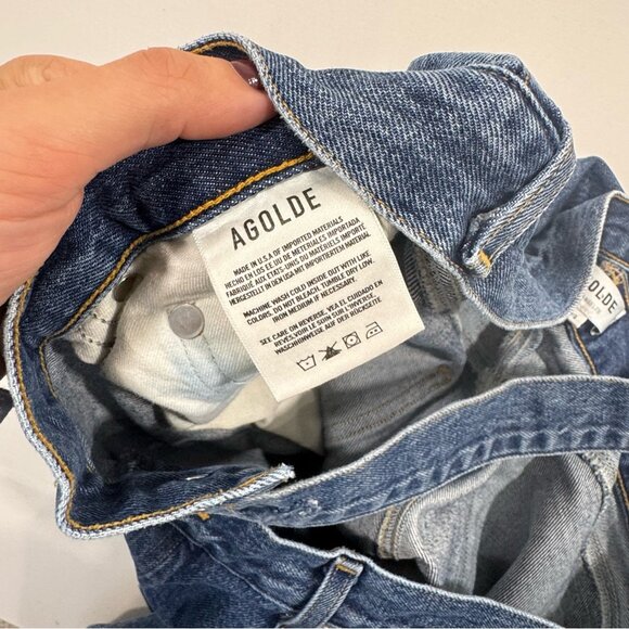 AGOLDE Cut-Out Baggy Straight-Leg Jeans Women’s Size 33 Blue Denim High Waist - Picture 11 of 15